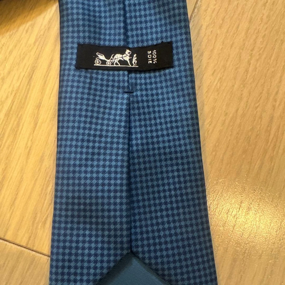 Hermes Rare Blue Logo Horse Chestnut Tie Chinoiserie Fashion Used - Image 3 of 4