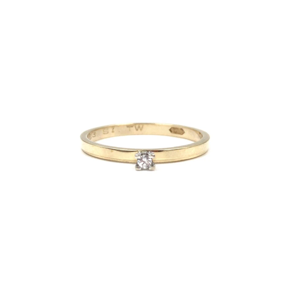 14kt Gelbgold Ring 585 Gold Schmuck Diamant 0.02ct Brillant Solitär 18.8mm / 59 - Bild 1 von 4