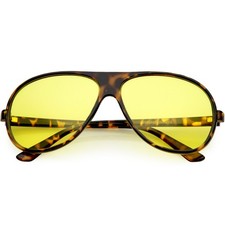 1980's Retro Oversize Blue Light Filtering Lens Aviator Sunglasses