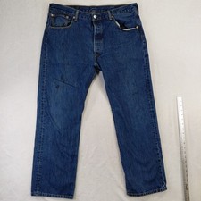 Levis 501 Original Fit Jeans Mens 38x30 Medium Wash Blue Vintage Button Fly