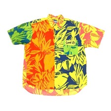 Vintage Jams World Floral Hawaiian Shirt Surf Line Men's Large CHOPPED SLEEVES