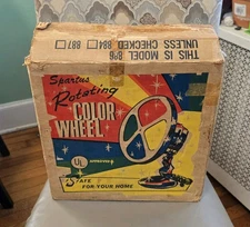 WORKING! Vintage Christmas Tree Light Spartus Rotating Color Wheel Aluminum 