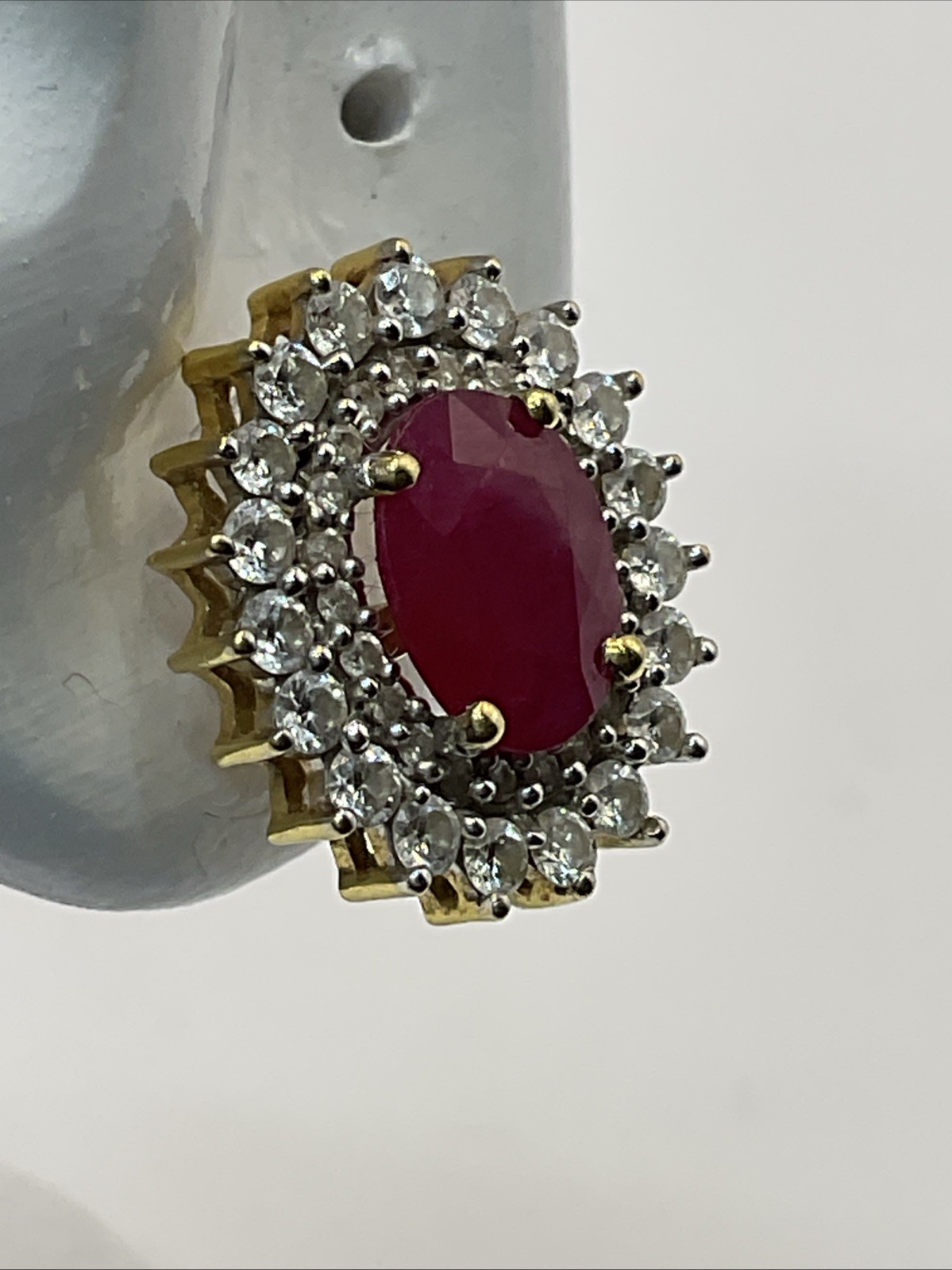 VINTAGE HANDMADE Solid 18K Yellow Gold Ruby & Dia… - image 6