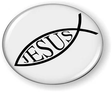 BestLicensePlateFrames Jesus Fish 3D Domed CAR Emblem Badge Sticker Round