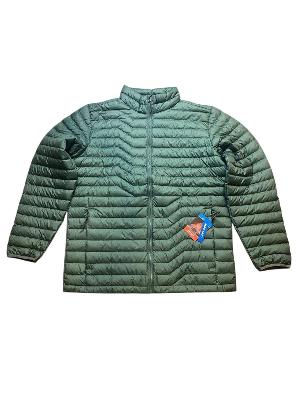 Columbia Men's XL Woodrose Crest Omni-Heat Down Jacket Zipper Pockets Green