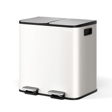 2 X 8 Gal Stainless Steel Double Trash Can with Lid for Kitchen