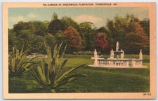 Vintage Linen Postcard Garden at Greenwood Plantation Thomasville GA