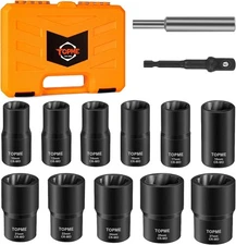 Topme Lug Nut Removal Tool, 13 Pieces Lug Nut Extractor Set 1/2 Inch Drive, L