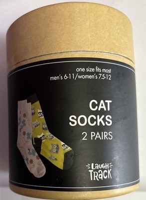 Laugh Track Adults Cat Socks Canister 2 Pairs