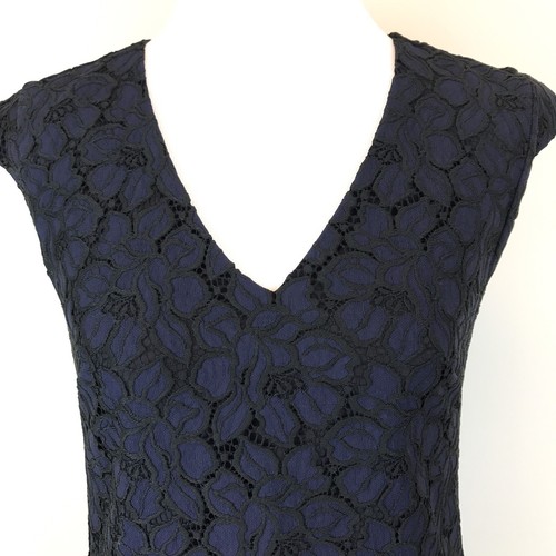 J Crew Kleid Größe 0 Marineblau Spitze Etuikleid Damen Ärmellos Flügelärmel Arbeit - Bild 3 von 8
