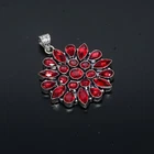 Red Garnet Pendant Lab Created Gemstone Handmade 925 Sterling Silver Pendant