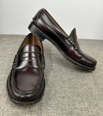 Johnston Murphy Ski Moc Burgundy Penny Loafer 124-9003 Sz 8D Handcrafted 