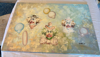 WILLIAM MONINET - ARTIST SIGNED OIL CLOWN PAINTING -LIMITED-NUMBERED-RARE