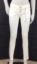 PANTALONI BAYO PR BIANCO CLINK DONNA ADERENTI VITA BASSA CAVIGLIA STRETTA STOCK 