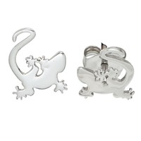 Paar Ohrstecker Stecker Gecko, 925 Silber Rhodiniert, Ohrschmuck Ohrringe Damen