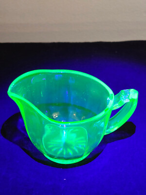 Barlett Collins Uranium Glass Creamer w/Starburst Bottom