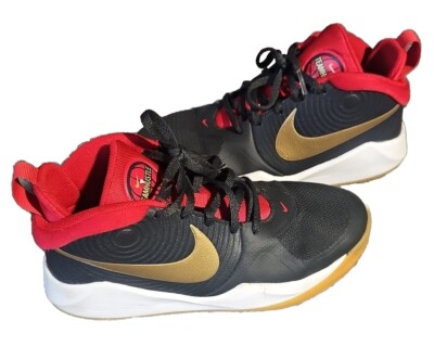 Nike Team Hustle D9 Basketball Shoes Youth Size 5Y Red Black AQ4224-011