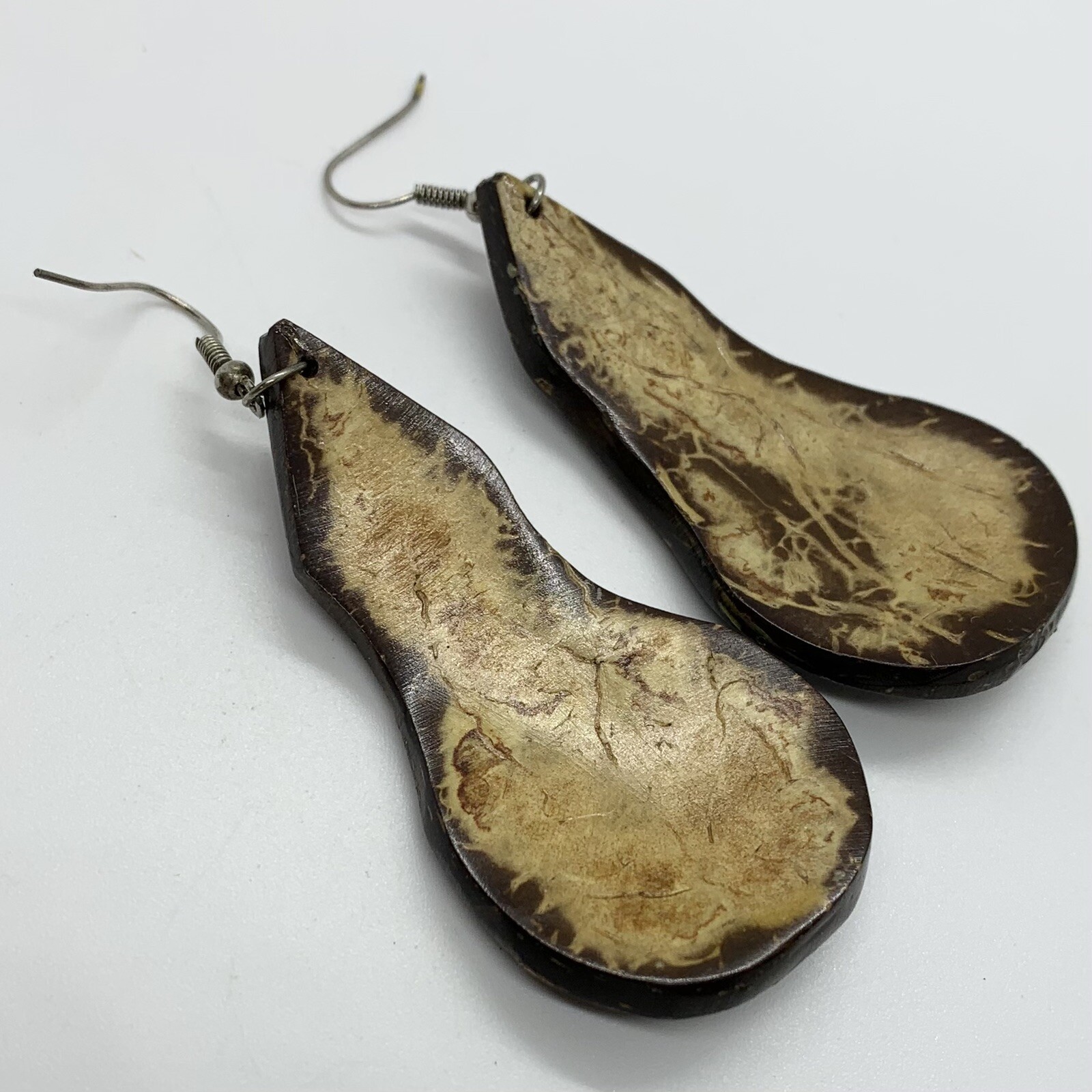 VTG BOHO COCONUT SHELL COIR STATEMENT EARRINGS LA… - image 8