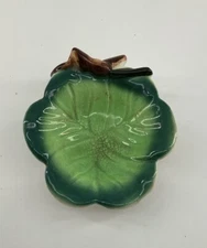 Vintage Japan 3.5" Gold Trim Ceramic Cloverleaf Soy Sauce Wasabi Dishes Flaw