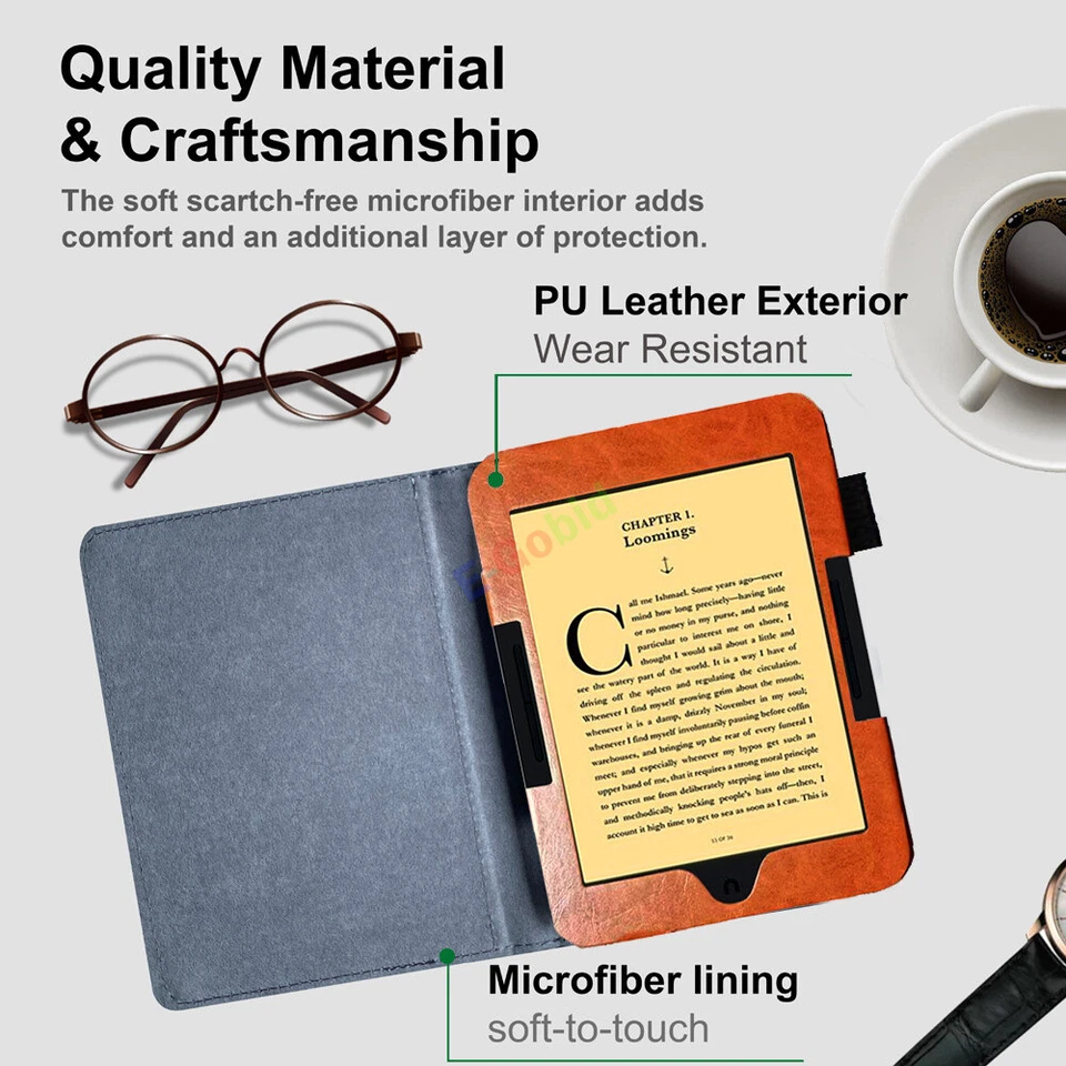 For B&N Nook Glowlight Plus 2019 7.8" BNRV700 PU Leather Case Shockproof Cover - Image 4 of 4