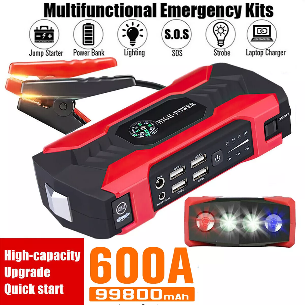 USA 99000mAh 12V Multi-function Emergency Start Power Supply Car Backup Starter