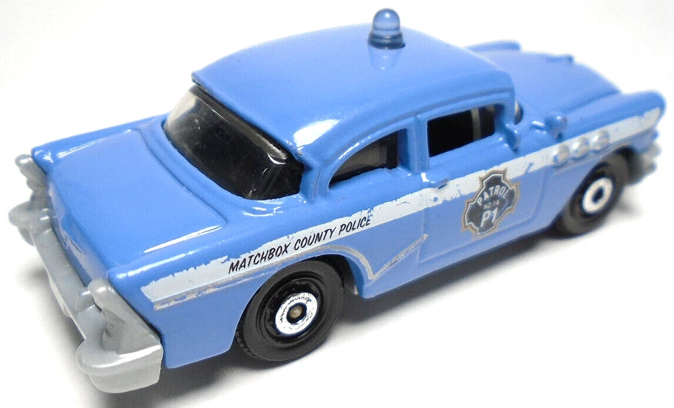 2012 MATCHBOX '56 BUICK CENTURY P1 PATROL BLUE 1:72 DIECAST 2 3/4" POLICE CAR - Image 4 of 4