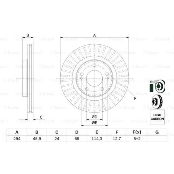Bosch Bremsscheiben Vorne Ø294Mm BelüFtet FüR Mitsubishi Outlander III Gg_W Gf_W-image