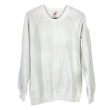 Vintage 90s Jerzees White Blank Crew Sweatshirt 50/50 Size Large 42-44 USA