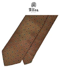 Altea Milano Brown Tie - Red Yellow Blue Polka Dots Pattern Silk Italy Tie