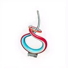 VTG Murano Art Piece Blue Red White Swirl Love Knot Blown Glass Sculpture 11”