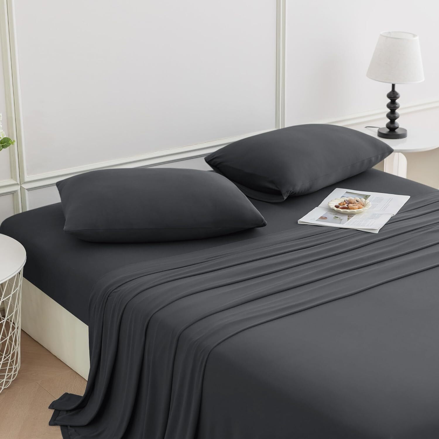 StretchSnug Queen Size Sheet Set by N&Y HOME in Dark Gray