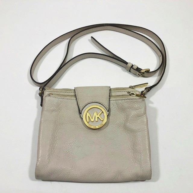 Small Michael Kors Light Beige Pebbled Leather Crossbody Bag eBay