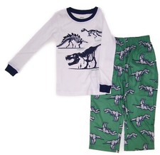 Carter's Little Boy's Size 4  2 Pc Cotton  Fleece Pajama Set NWT Dinosaurs