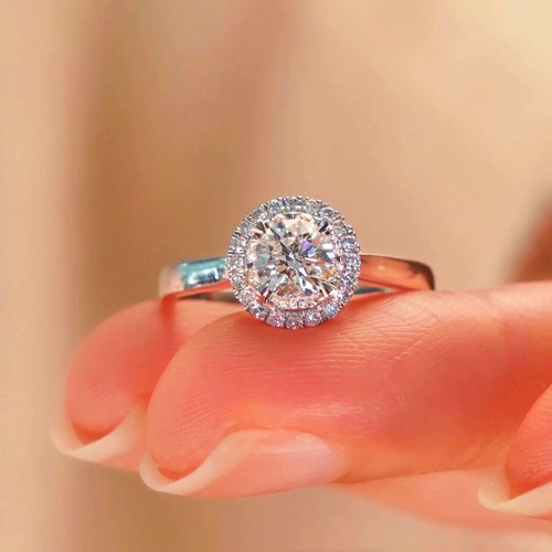 925 Sterling Silver Round Crystal Shine Adjustable Ring Womens Jewellery Gift UK