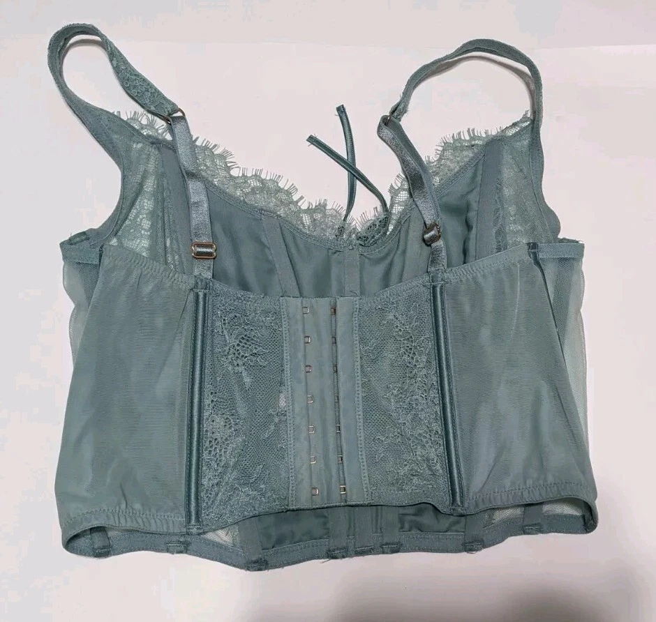 Victoria’s Secret Dream Angel Small Green Unlined Lace-Up Corset Bustier Top N26 - Image 2 of 4