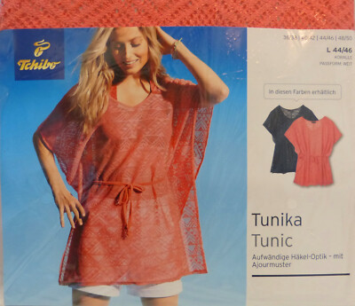 TCM Tchibo Damen Beachwear Häkel-Optik Tunika Shirt Kleid Gr. L ( 44/46 ) NEU