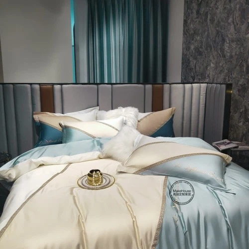 Luxury Bedding Set 120 Thread Count Embroidered Long Staple Cotton Matching 4PCS - Picture 12 of 15
