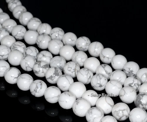 WHITE TURQUOISE HOWLITE GEMSTONE GRADE A ROUND 8MM LOOSE BEADS 7inch - Picture 2 of 4