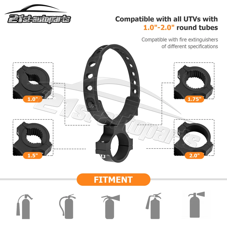 Soporte extintor negro con correas de goma de liberación rápida para Can am X3 Foto 2 de 4