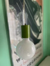 Mid Century Mod Green Globe Swag Lamp Hanging Light Fixture FOR PARTS/REPAIR