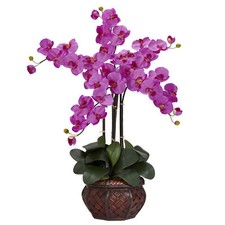 Phalaenopsis W/Decorative Vase Silk Flower Arrangement Orchid