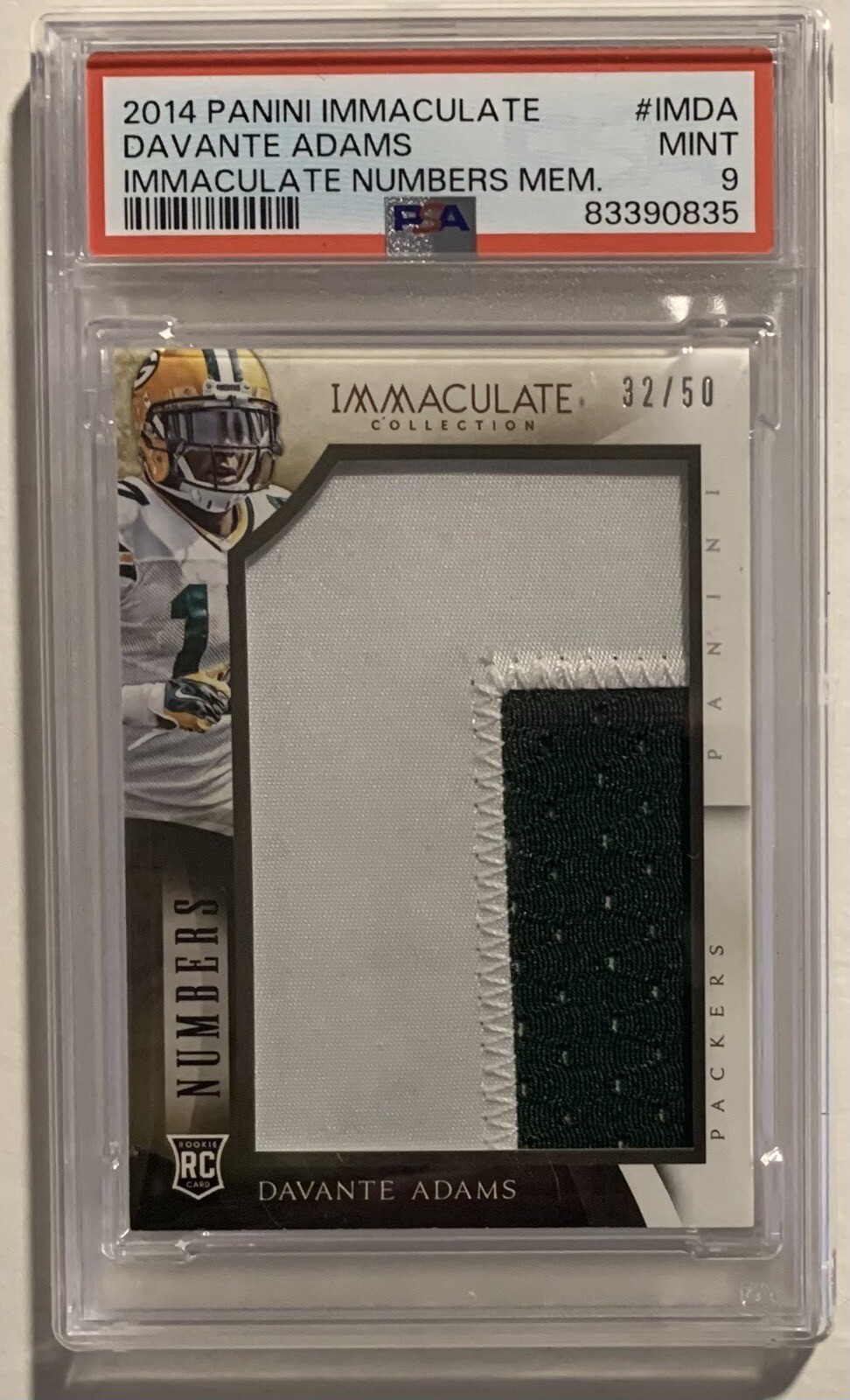 Davante Adams Panini Immaculate Immaculate Numbers Memorabilia #IMDA Base