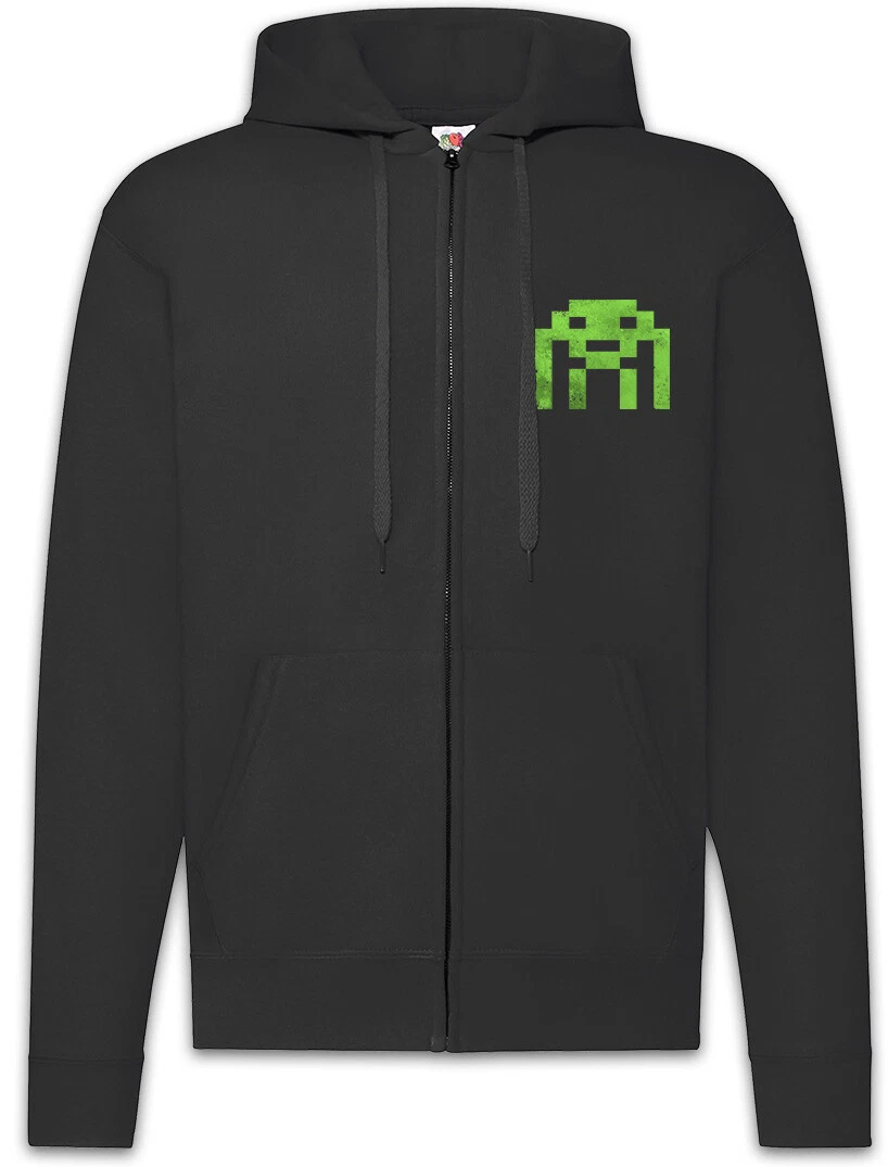 Alien Invader Big Vintage Bang Theory Zipper Hoodie The Retro Nerd Geek Space
