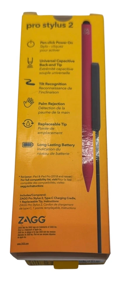 ZAGG Pro Stylus 2 Active Dual-Tip Pencil Stylus with Wireless Charging - Red - Image 4 of 4