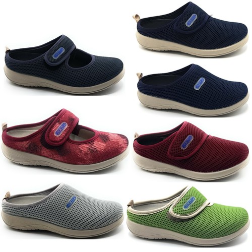 Fly Flot, Pantofole Donna Chiuse Invernali in Tessuto Blu, Zeppa Bassa,  N3747 - OSVALDO PERICOLI - CALZATURE E ACCESSORI