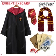 UK Harry Potter Gryffindor Ravenclaw Slytherin Robe Cloak Tie Costume Wand Scarf