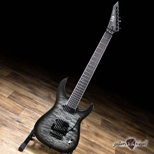 ESP LTD M-1007 QM Baritone 7-String Floyd Rose Guitar – Charcoal Burst Satin