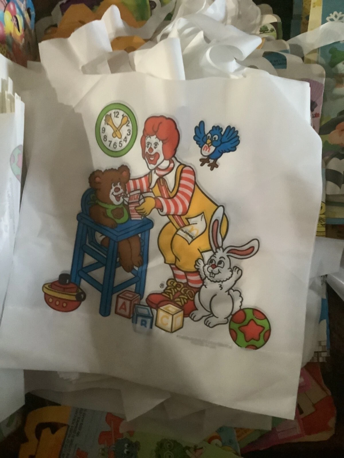 McDonald's 1986 Plastic "Disposable" Baby Toddler Bibs - 5 bibs - New Never used