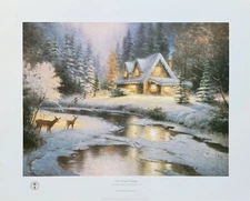 Thomas Kinkade DEER CREEK COTTAGE Hand Signed Ltd Edition Lithograph 12" x 16"