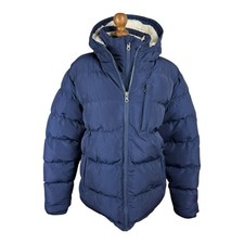 Soul Cal Puffer Jacket Women's UK Size L Blue Fleece Lined Hooded Double Zip